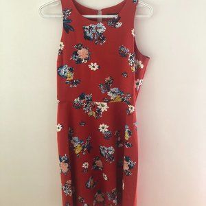 Banana Republic Sleeveless Floral Red A-Line Dress Size 6